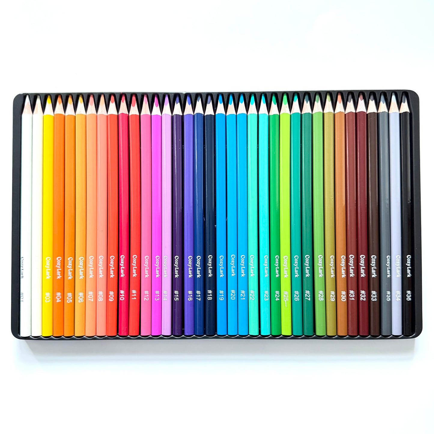 Set of colored pencils on a white background
