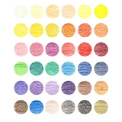 Color swatches for 36 colored pencil set