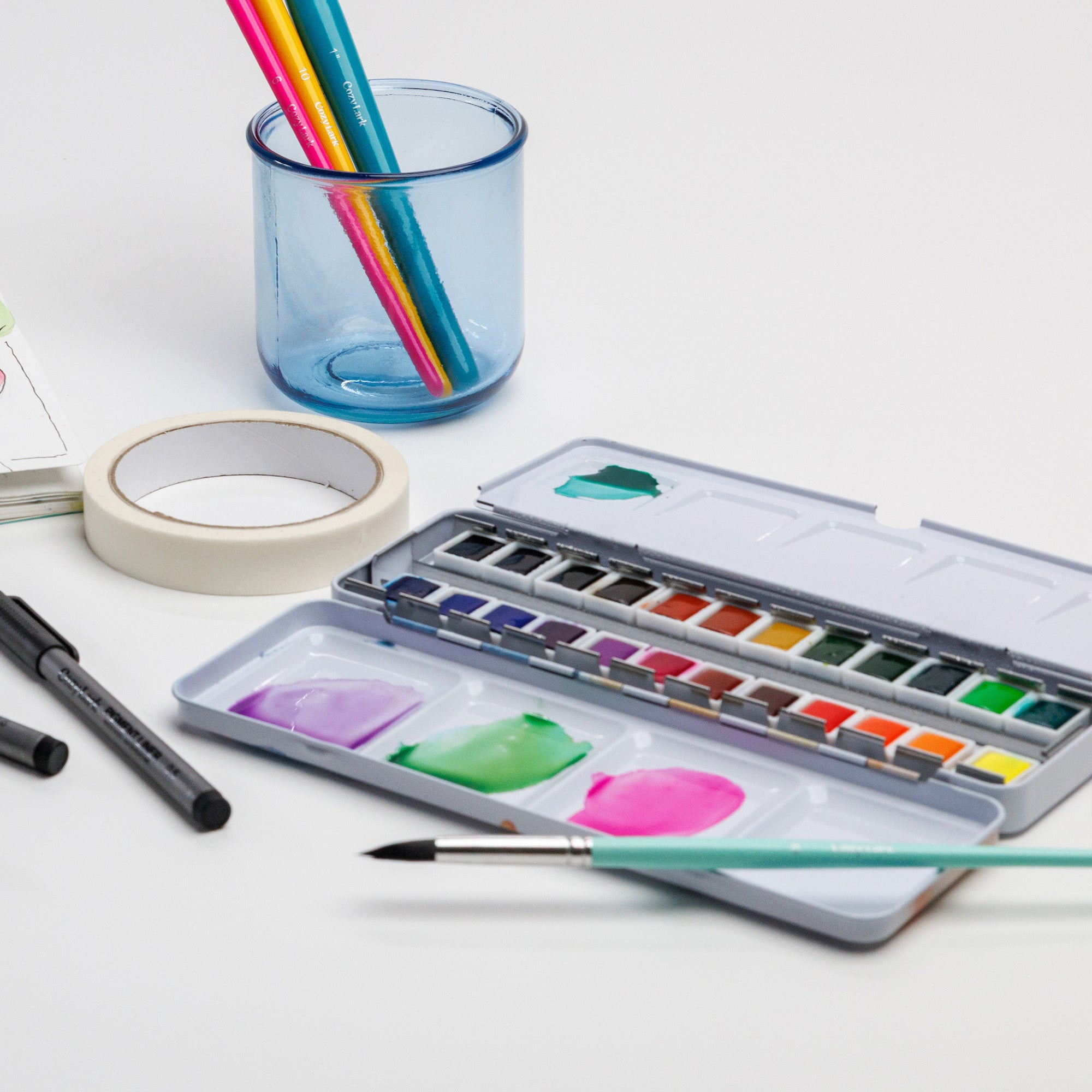 24-Color Essential Watercolor Paint Set | Cozy Lark