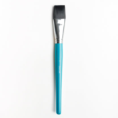  One inch watercolor flat brush with silver ferrule and dark teal handle