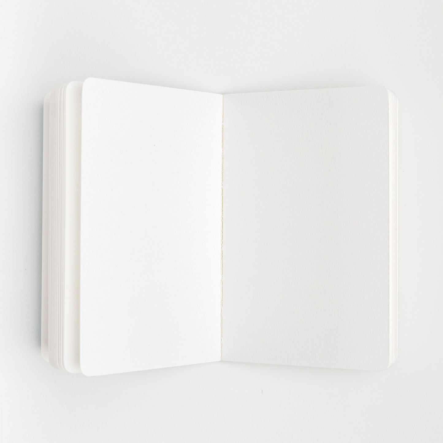 Open sketchbook showing blank interior pages