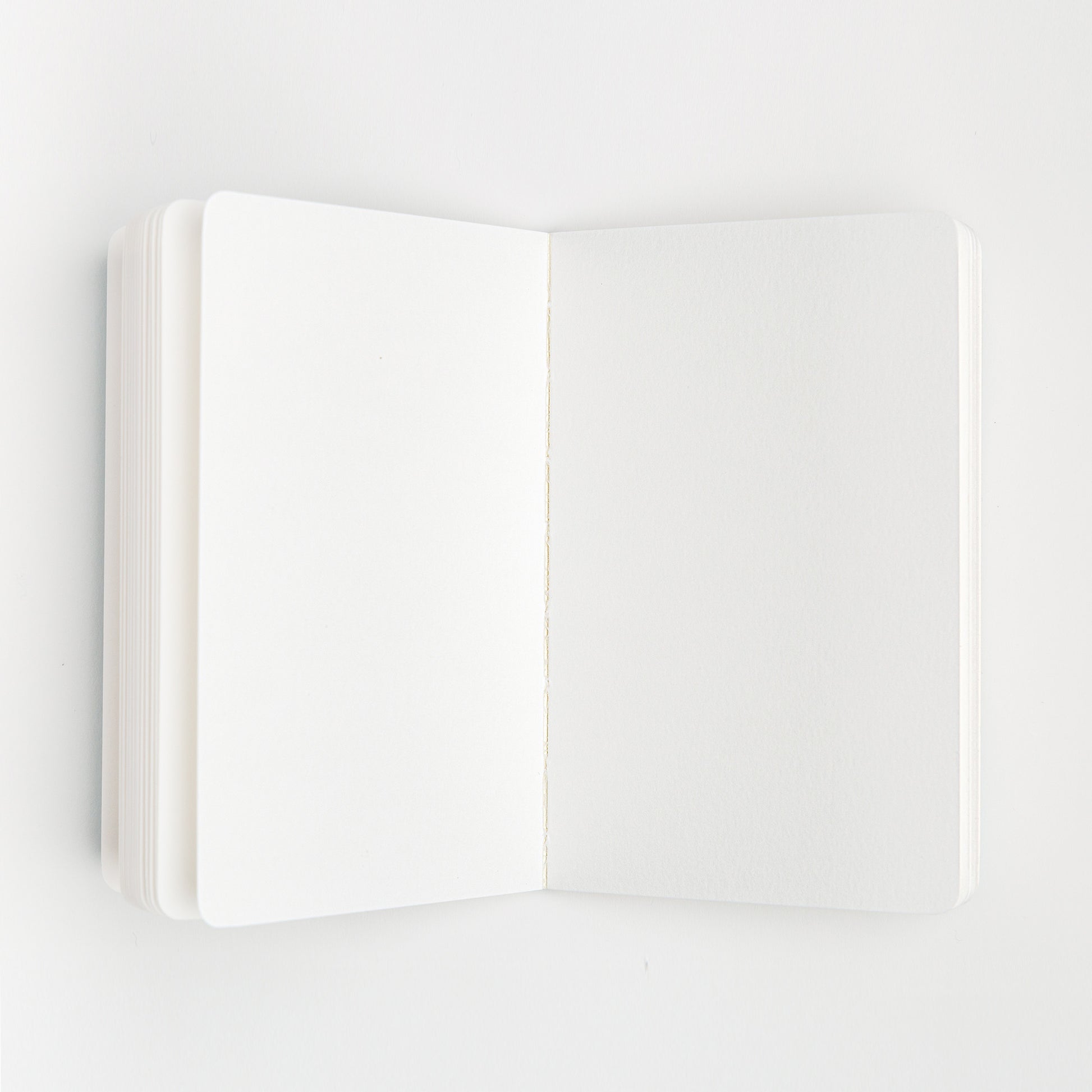 Open sketchbook showing blank interior pages