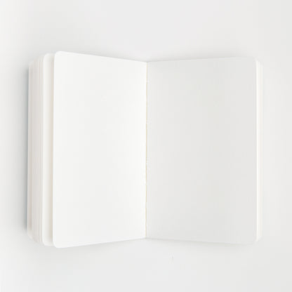 Open sketchbook showing blank interior pages
