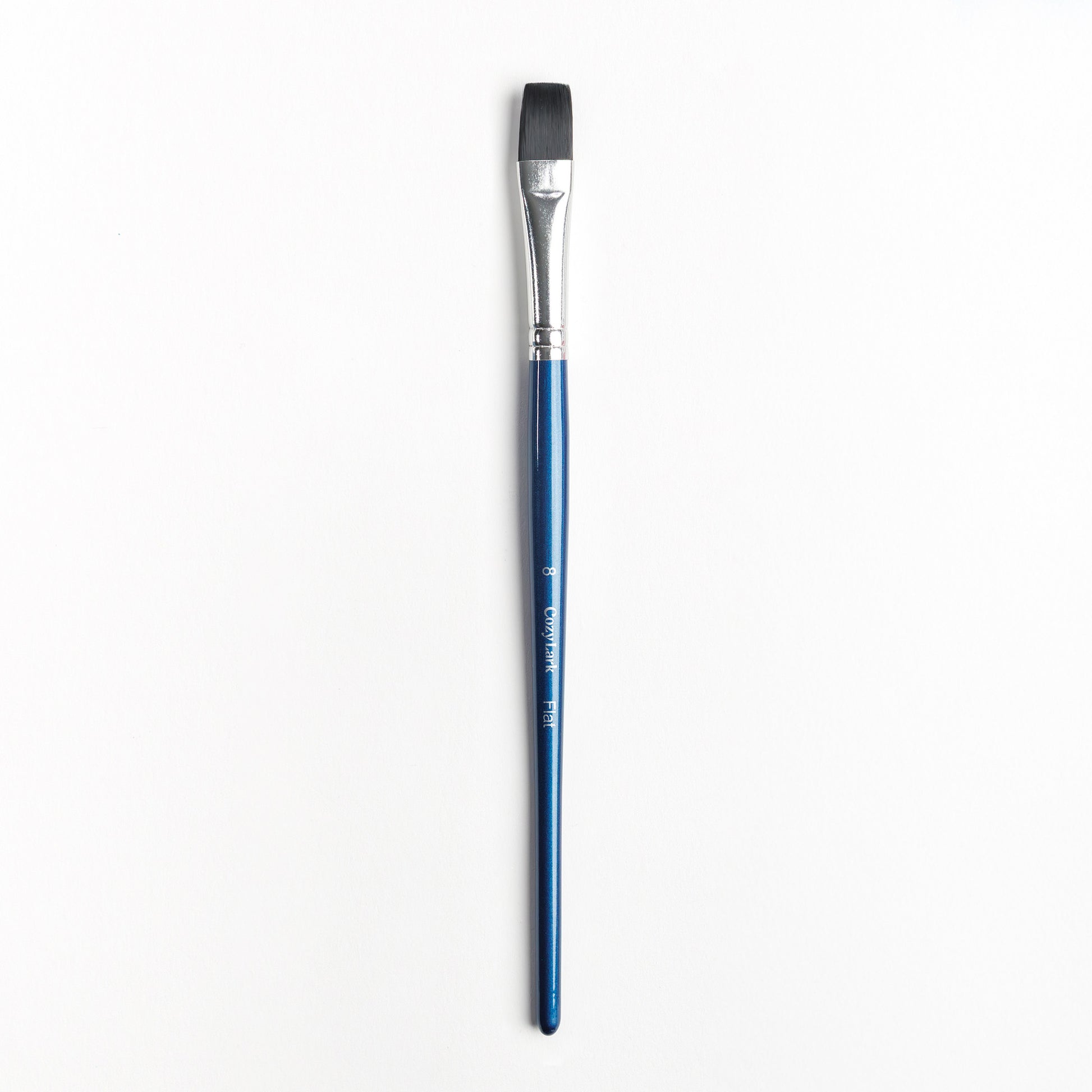 Size 8 Flat brush with dark blue handle