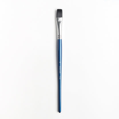 Size 8 Flat brush with dark blue handle