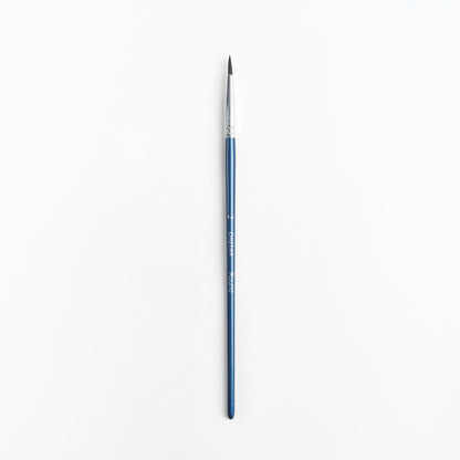 Size 2 round brush with silver ferrule and dark blue handle