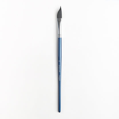 Size 6 dagger brush with silver ferrule and dark blue handle