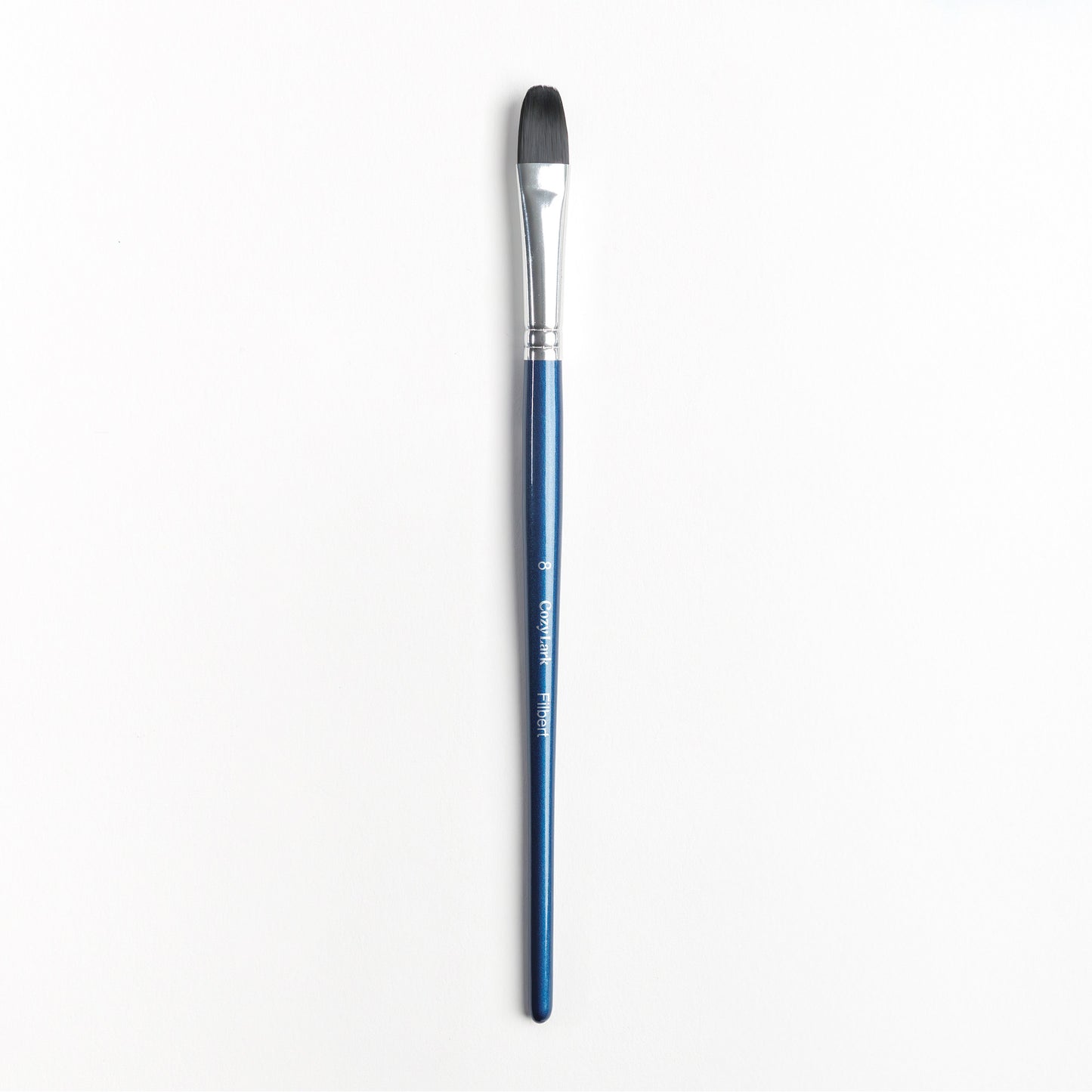 Size 8 Filbert brush with silver ferrule dark blue handle
