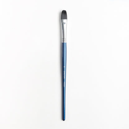 Size 8 Filbert brush with silver ferrule dark blue handle