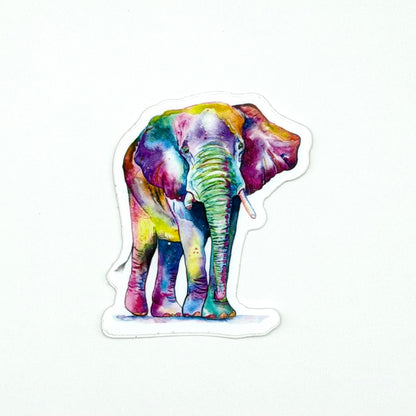 Sticker of colorful elephant illustration on a white background