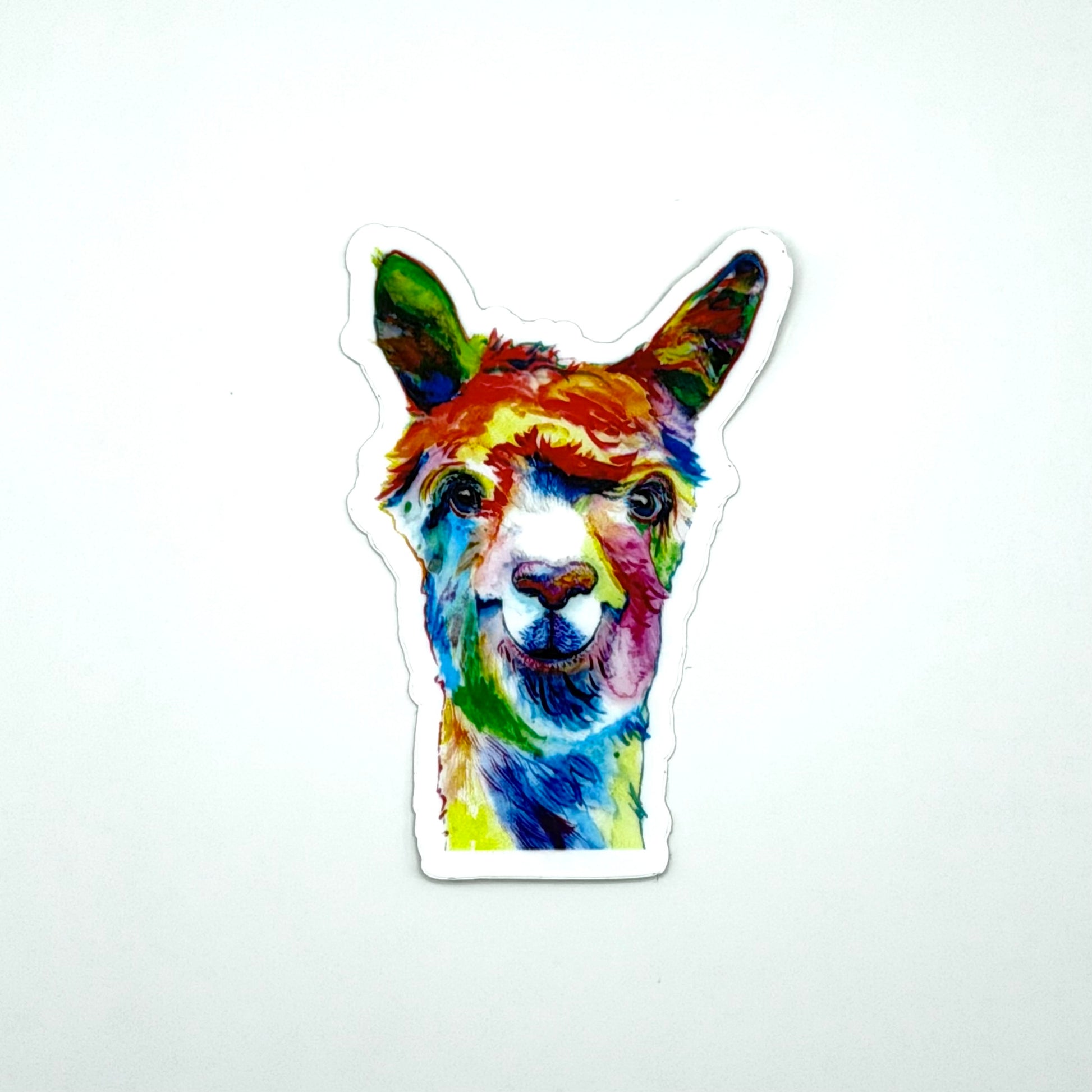 Colorful llama sticker on a white background