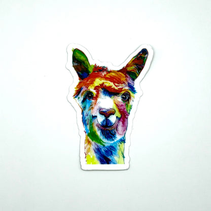 Colorful llama sticker on a white background
