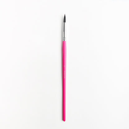 Size 6 round brush with silver ferrule and bright pink handle